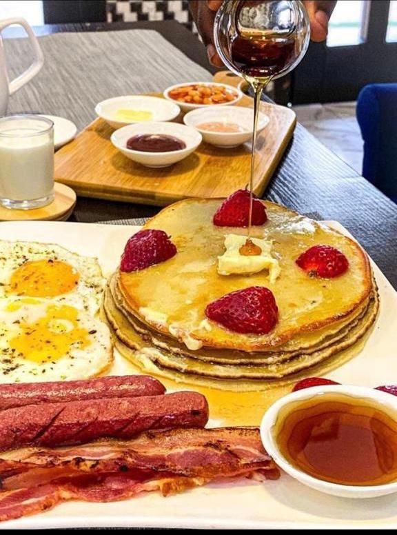 American Breakfast served with tea 