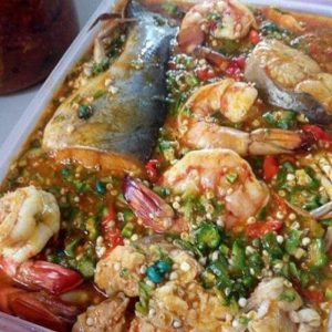 Seafood Okro, Prawns, Shrimp, Fish