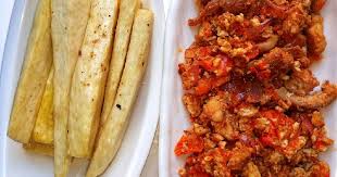Fried Yam and Egg sauce